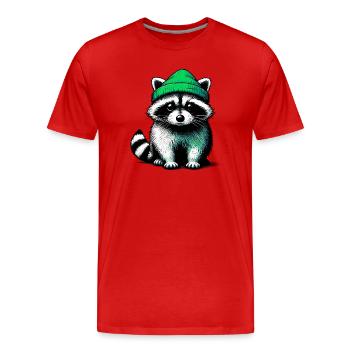 Waschbär - Männer Premium Bio T-Shirt - Rot - Vorne - Damien (186cm)