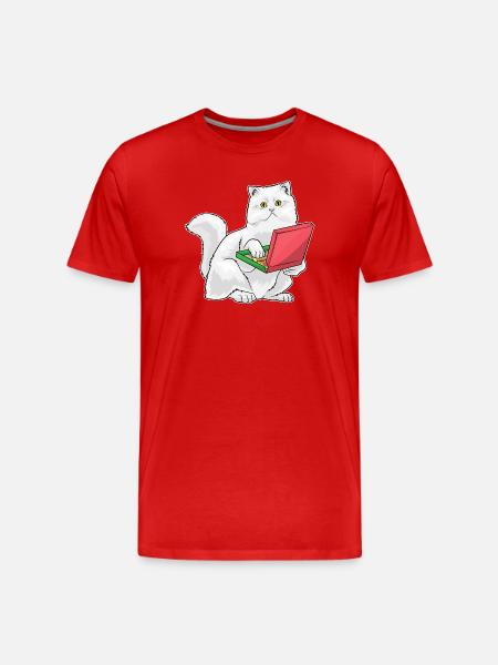 Pizza Chat Persan - T-shirt bio Premium Homme - rouge