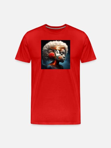 Surrealist Face - Men's Premium Organic T-Shirt - red