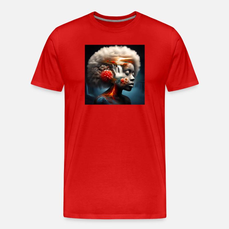 Surrealistisches Gesicht - Männer Premium Bio T-Shirt - Rot