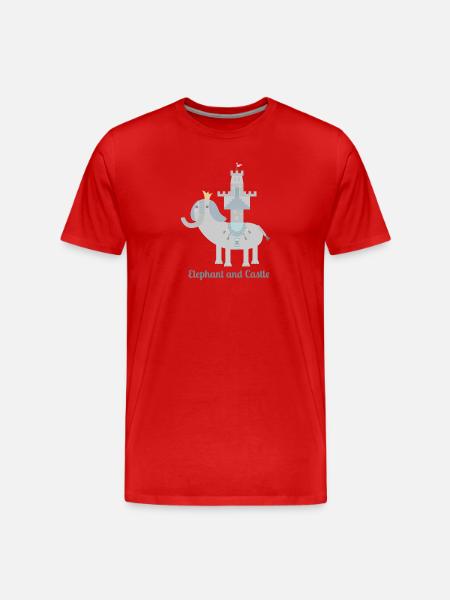 Elefant und Schloss L mit Text - Männer Premium Bio T-Shirt - Rot