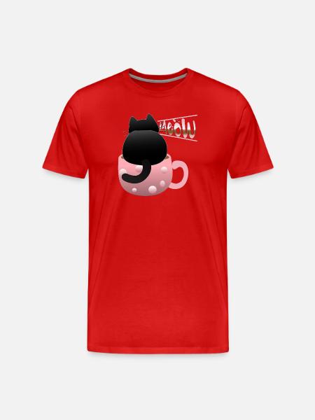 cute black cat meowing - Men's Premium Organic T-Shirt - red