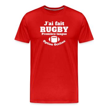 Rugby, Rugby, Rugby Sport - Men's Premium Organic T-Shirt - red - Front - Damien (186cm)