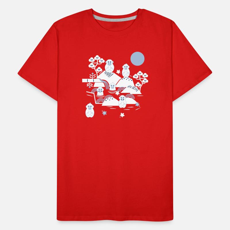 Chilling monkeys in a hot spring l white blue navy Men's Premium Organic T-Shirt