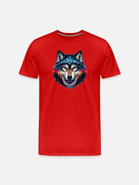 Wolf - Men's Premium Organic T-Shirt - red