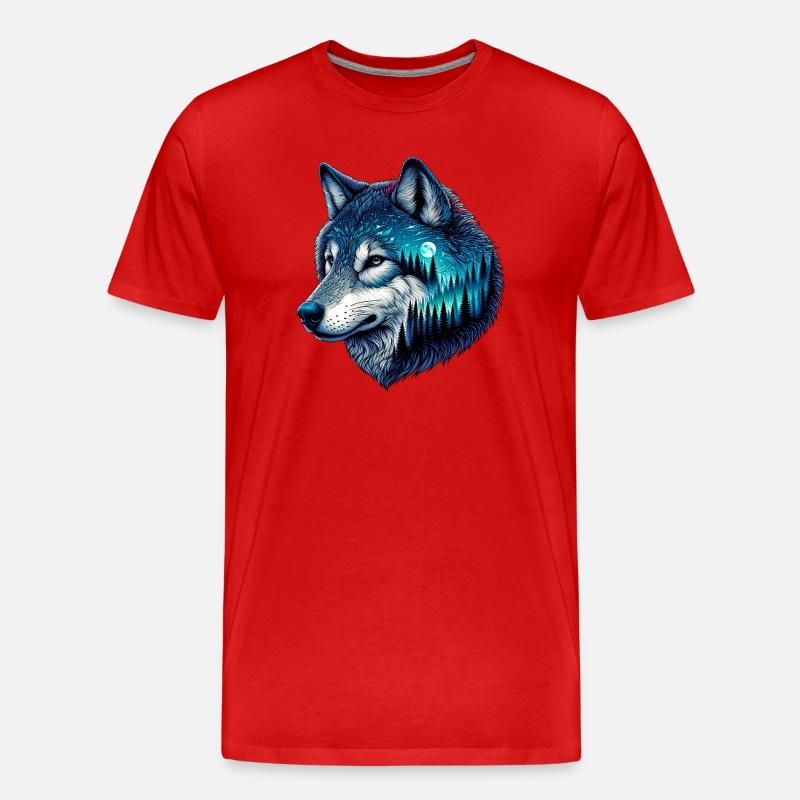 Wolf - Männer Premium Bio T-Shirt - Rot