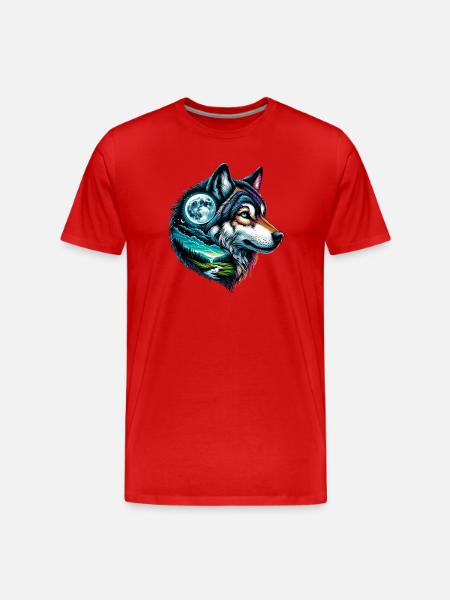 Wolf - Men's Premium Organic T-Shirt - red