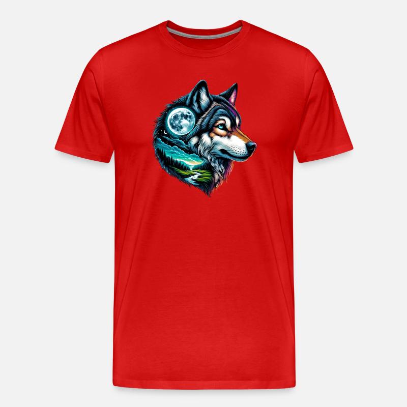 Wolf - Männer Premium Bio T-Shirt - Rot