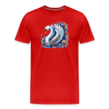 Cygne - T-shirt bio Premium Homme - rouge - Devant - Damien (186cm)