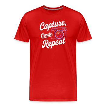 Capturer, créer, répéter - T-shirt bio Premium Homme - rouge - Devant - Damien (186cm)