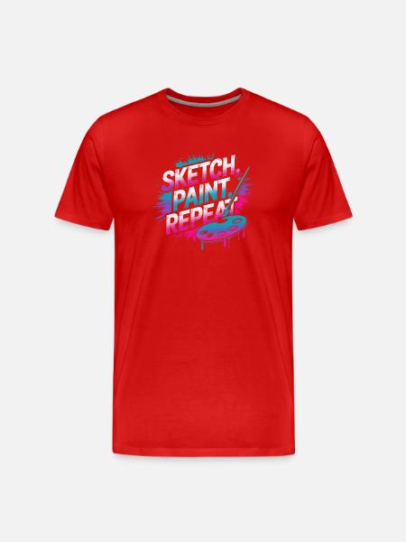 Sketch Paint Repeat Art Design - Men's Premium Organic T-Shirt - red