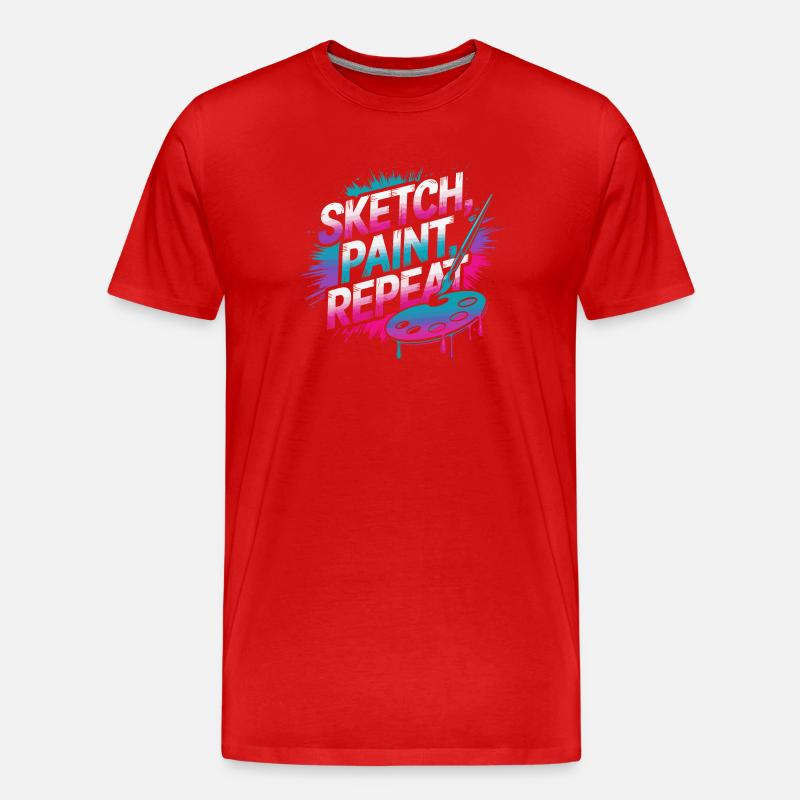 Sketch Paint Repeat Art Design - Men's Premium Organic T-Shirt - red