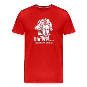 Komponist Beethoven taub Hören wird überbewertet - Männer Premium Bio T-Shirt - Rot - Vorne - Damien (186cm)