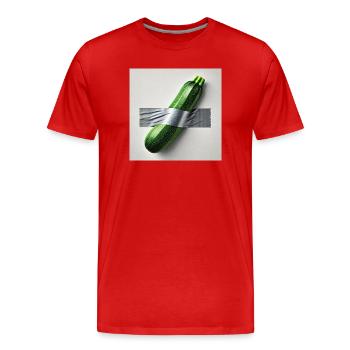 Zucchini, eingerahmt von einem Band - Männer Premium Bio T-Shirt - Rot - Vorne - Damien (186cm)