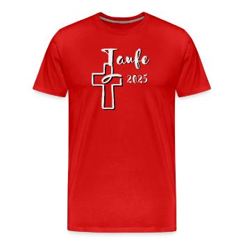 baptême 2025 trempettes de poisson en effet 3D croisé - T-shirt bio Premium Homme - rouge - Devant - Damien (186cm)