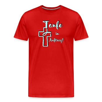 Baptême de la part de Kontrast Fish plonge dans la croix - T-shirt bio Premium Homme - rouge - Devant - Damien (186cm)