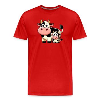 Vache Vaches - T-shirt bio Premium Homme - rouge - Devant - Damien (186cm)