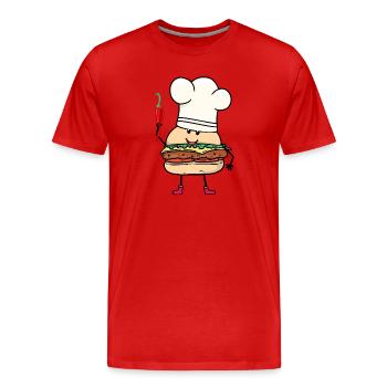 Chilli Cook Cooks Cook Burger Kitchen Cooking - Men's Premium Organic T-Shirt - red - Front - Damien (186cm)