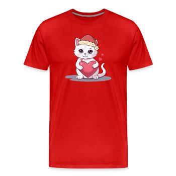 Xmas Katze Kätzchen Katzen Weihnachtsmann Nikolaus - Männer Premium Bio T-Shirt - Rot - Vorne - Damien (186cm)