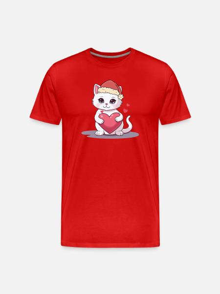 Xmas Cat Kitten Cats Santa Claus - Men's Premium Organic T-Shirt - red