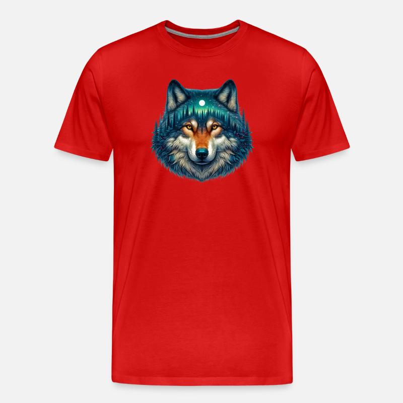 Wolf - Männer Premium Bio T-Shirt - Rot