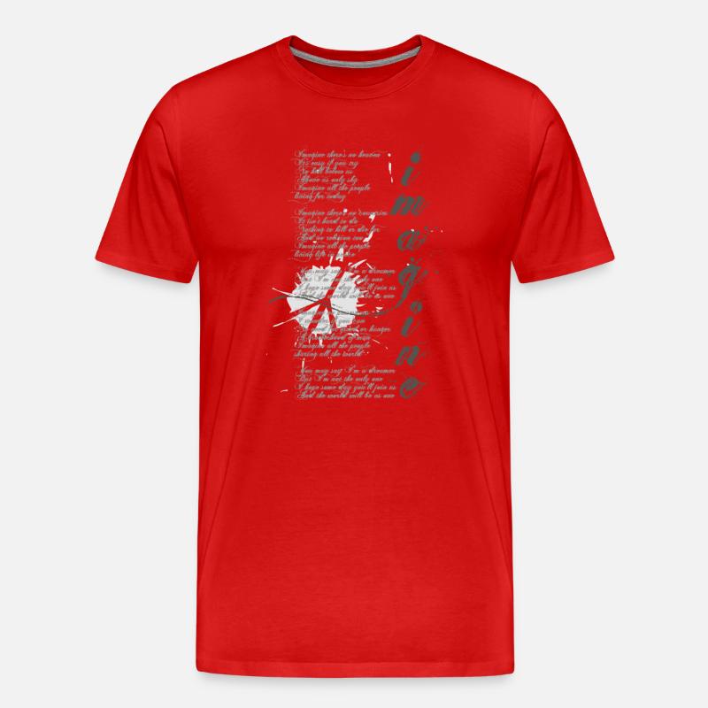 imagine - grafisches Peace-Zeichen und Lied-Text - Männer Premium Bio T-Shirt - Rot