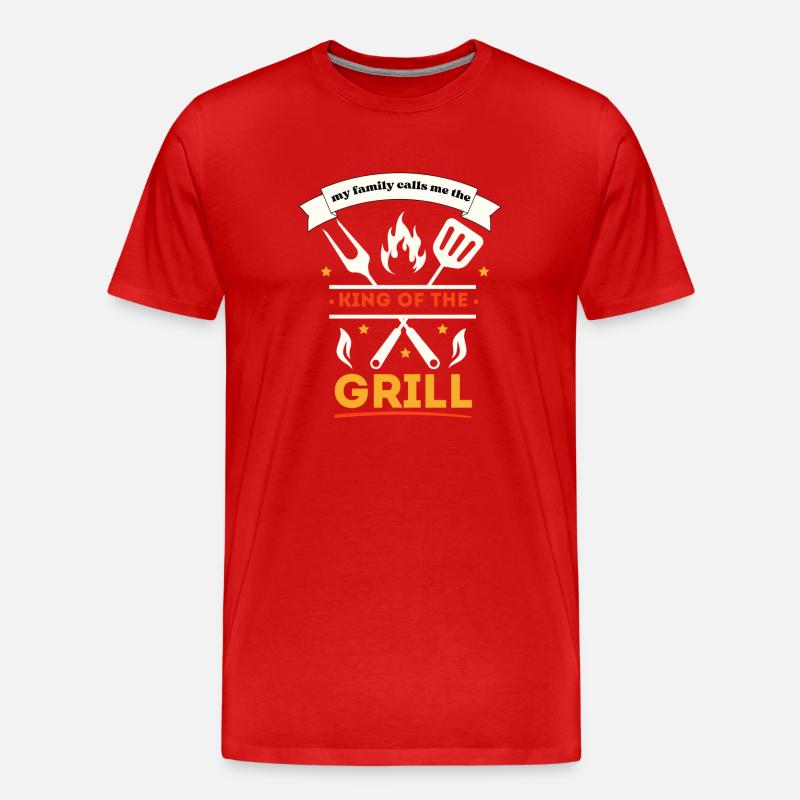 König des Grills - Männer Premium Bio T-Shirt - Rot