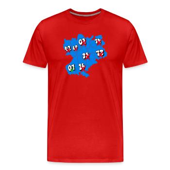 Région rhône alpes - T-shirt bio Premium Homme - rouge - Devant - Damien (186cm)