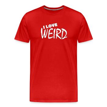 I LOVE WEIRD - Men's Premium Organic T-Shirt - red - Front - Damien (186cm)