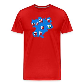 Région Rhône-Alpes - T-shirt bio Premium Homme - rouge - Devant - Damien (186cm)