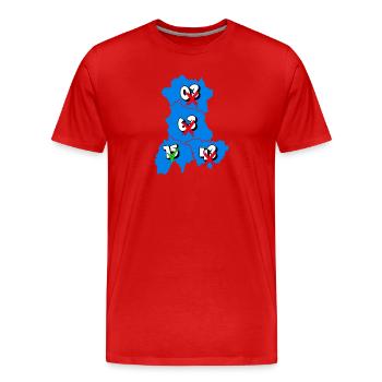 Région Auvergne - T-shirt bio Premium Homme - rouge - Devant - Damien (186cm)