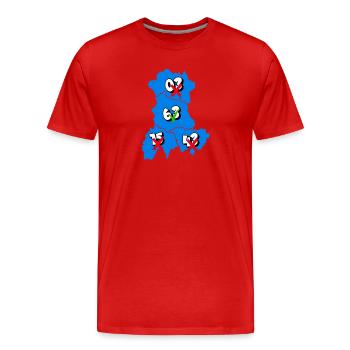 Région Auvergne - T-shirt bio Premium Homme - rouge - Devant - Damien (186cm)