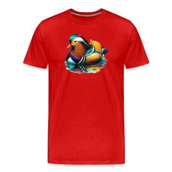 Canard mandarin - T-shirt bio Premium Homme - rouge - Devant - Damien (186cm)