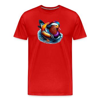 Canard mandarin - T-shirt bio Premium Homme - rouge - Devant - Damien (186cm)