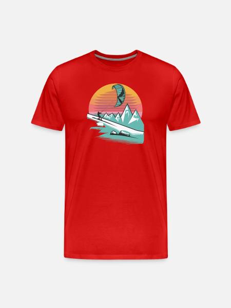 Snowkiting Minimalist Sunset - Men's Premium Organic T-Shirt - red
