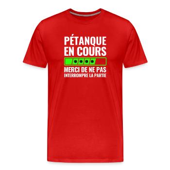 Pétanque In Progress - Men's Premium Organic T-Shirt - red - Front - Damien (186cm)
