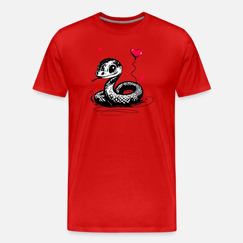 Schlange mit Herz Luftballon - Heartful Creatures - Männer Premium Bio T-Shirt - Rot