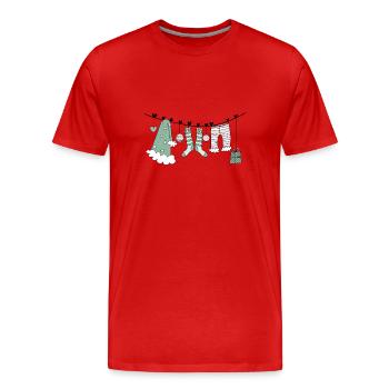 Corde à linge du Père Noël - T-shirt bio Premium Homme - rouge - Devant - Damien (186cm)