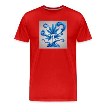 Chanvre bleu avec motif d’eau - T-shirt bio Premium Homme - rouge - Devant - Damien (186cm)