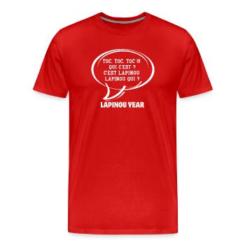 Happy New Year, 2025, Happy Holidays - Men's Premium Organic T-Shirt - red - Front - Damien (186cm)