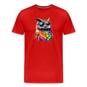 hibou coloré arc-en-ciel couleurs hibou hibou hibou hibou hibou hibou - T-shirt bio Premium Homme - rouge - Devant - Damien (186cm)