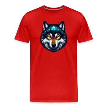 Wolf - Männer Premium Bio T-Shirt - Rot - Vorne - Damien (186cm)