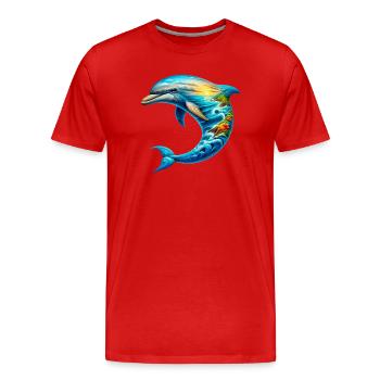 Delfin - Männer Premium Bio T-Shirt - Rot - Vorne - Damien (186cm)