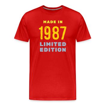 1987 - Männer Premium Bio T-Shirt - Rot - Vorne - Damien (186cm)