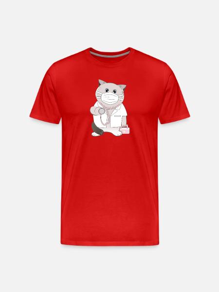 Cat Doctor - Men's Premium Organic T-Shirt - red