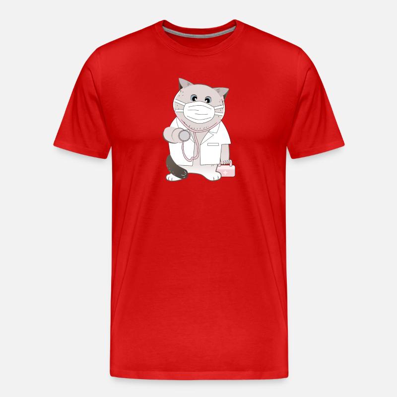 Katzendoktor - Männer Premium Bio T-Shirt - Rot