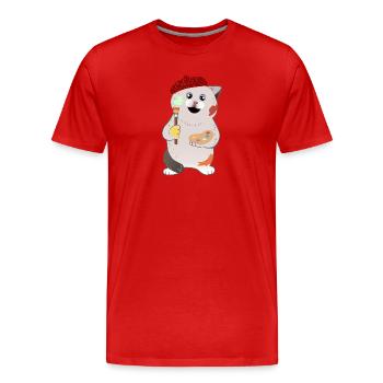 süße mollige Katze mit Pinsel und Palette - Männer Premium Bio T-Shirt - Rot - Vorne - Damien (186cm)