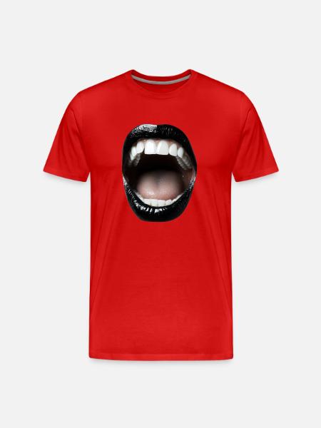 Open mouth with black lipstick - Men's Premium Organic T-Shirt - red