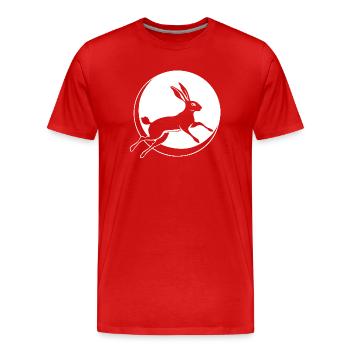 Lapin avec Lune Ostara Pleine Lune - T-shirt bio Premium Homme - rouge - Devant - Damien (186cm)