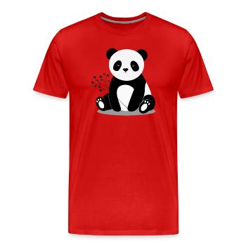 Ours panda tenant une branche tendre avec des baies - T-shirt bio Premium Homme - rouge - Devant - Damien (186cm)